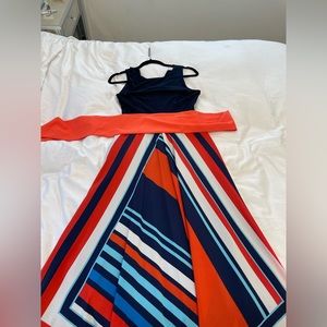 Multicolor maxi - navy, orange & light blue